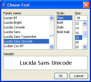 JFontChooser screenshot
